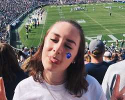 She is a huge football fan and also went to see a match at Penn State Beaver Stadium in April 2019.